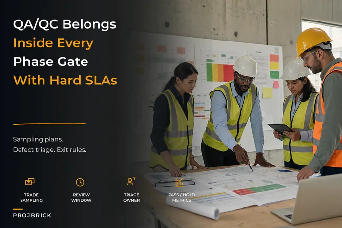 Tie QA/QC to phase gates: an operational system with sampling plans, defect‑triage matrices and phase‑exit SLAs