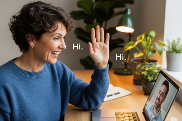 A consultant on a video call with a client