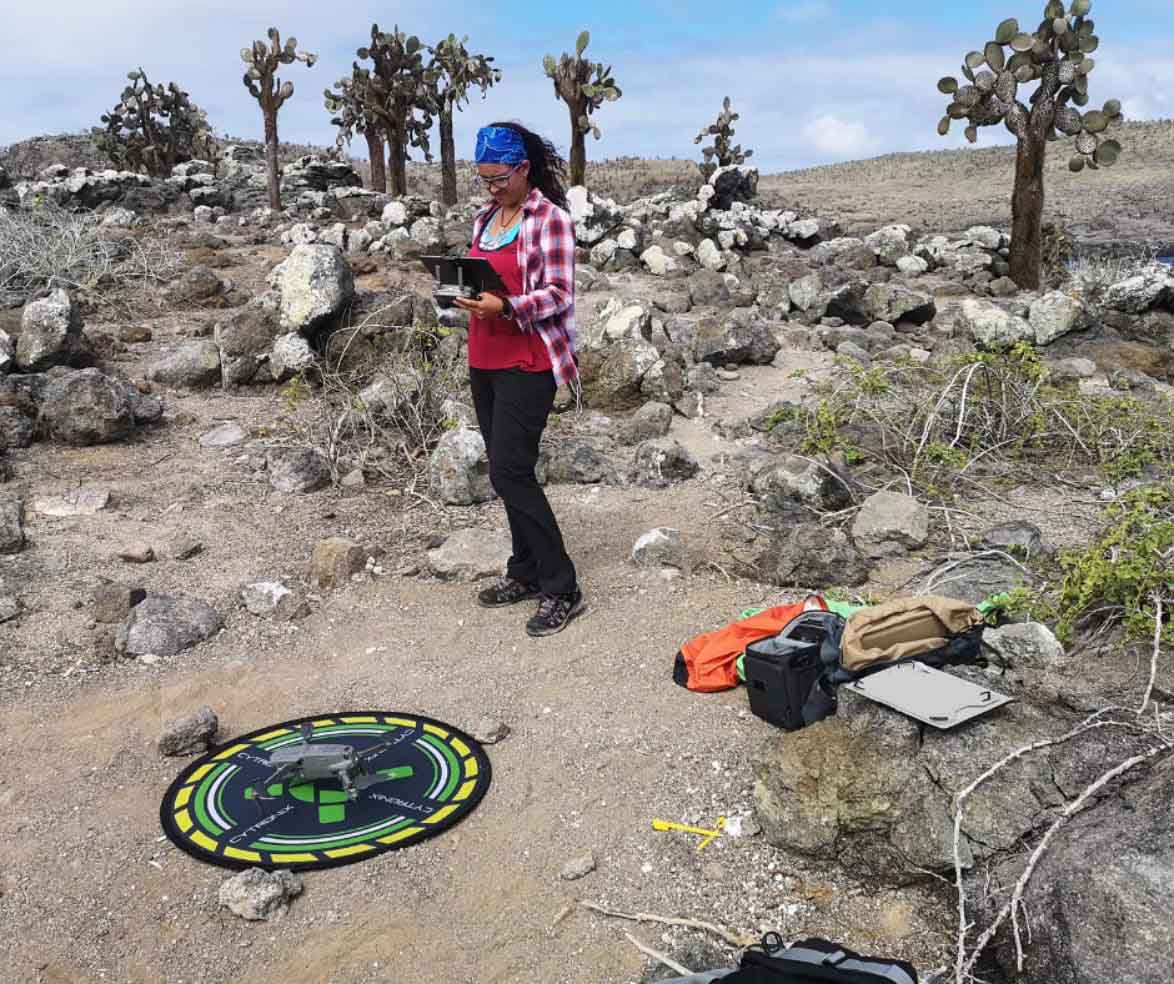 Andrea preparing the drone | Galapagos Islands