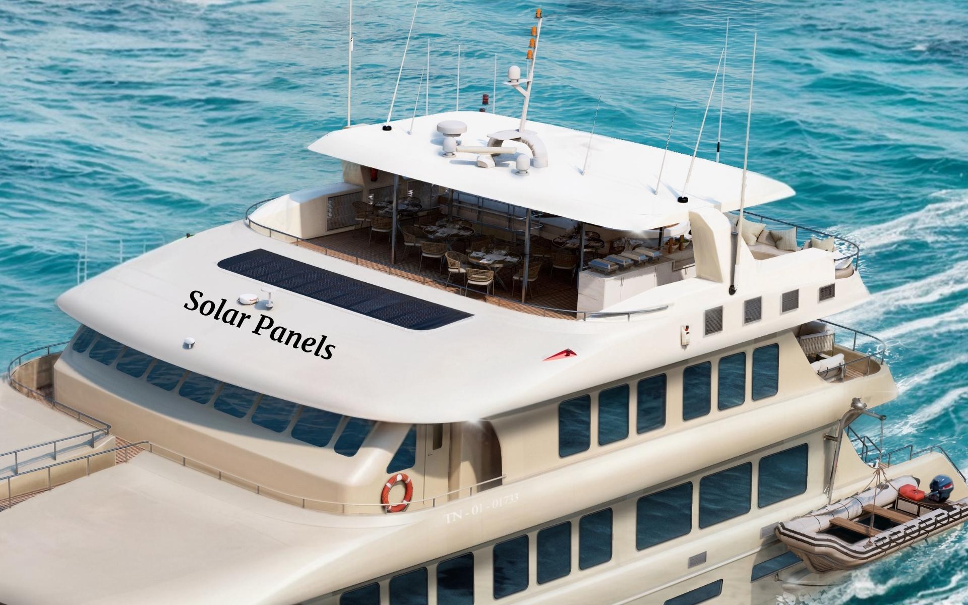 Monique Catamaran Solar Panels Cruises Galapagos