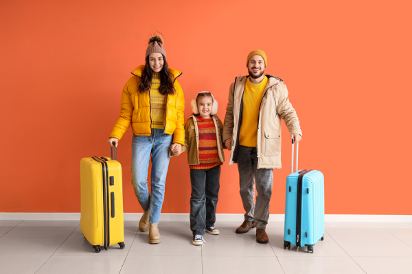 Travelers in Winter Clothes