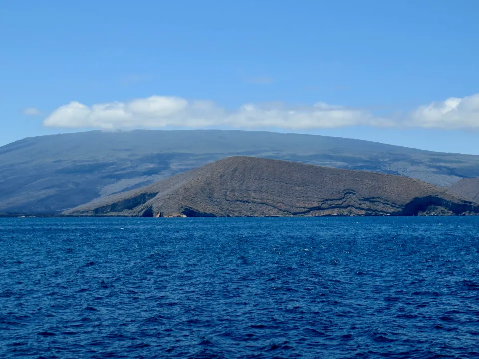 Volcanic terrain on the Galapagos Islands from the Pacific Ocean