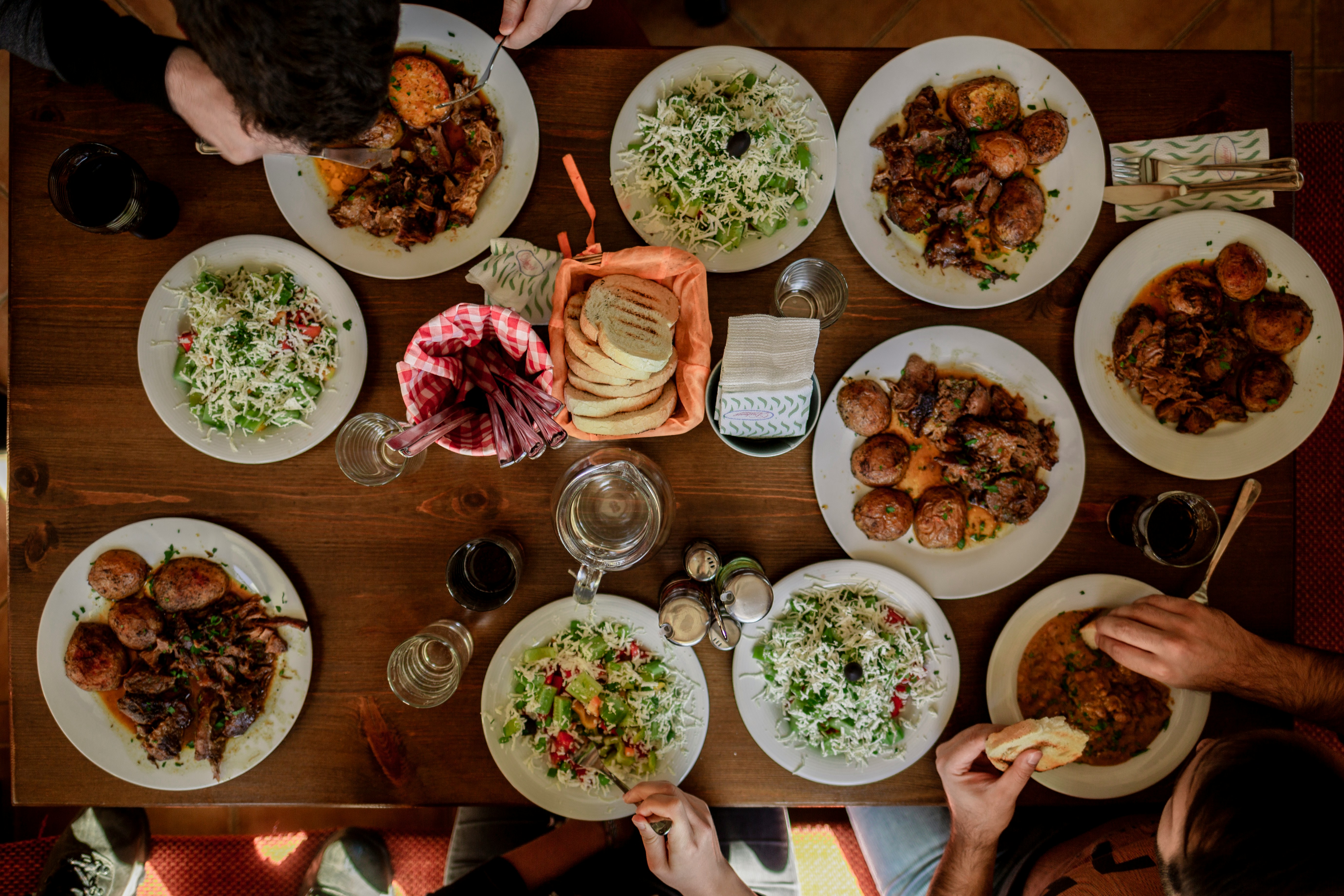 Family enjoying homemade meals together