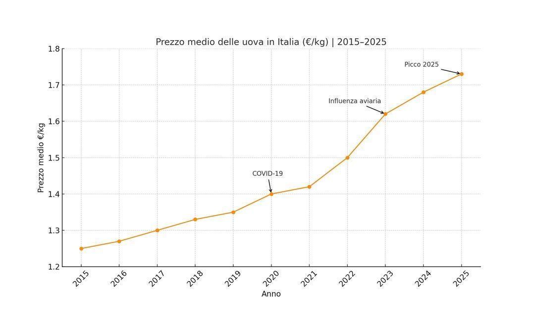 📈 Andamento Storico dei Prezzi delle Uova (2015–2025)