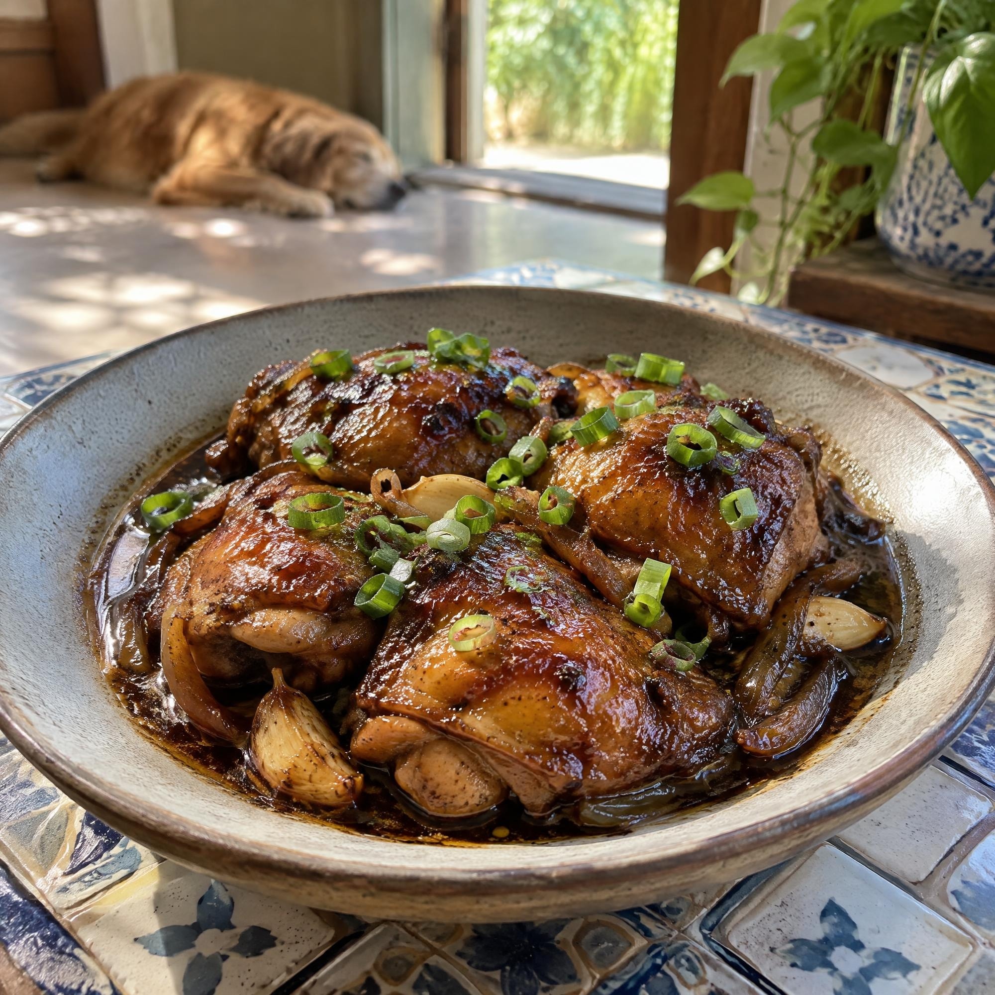 Slow-Cooker Tangy Braised Chicken Adobo