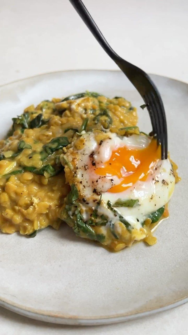 One-Pan Coconut Dal with Poached Eggs
