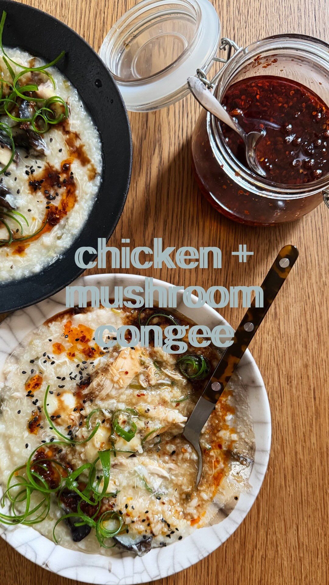Chicken and mushroom congee