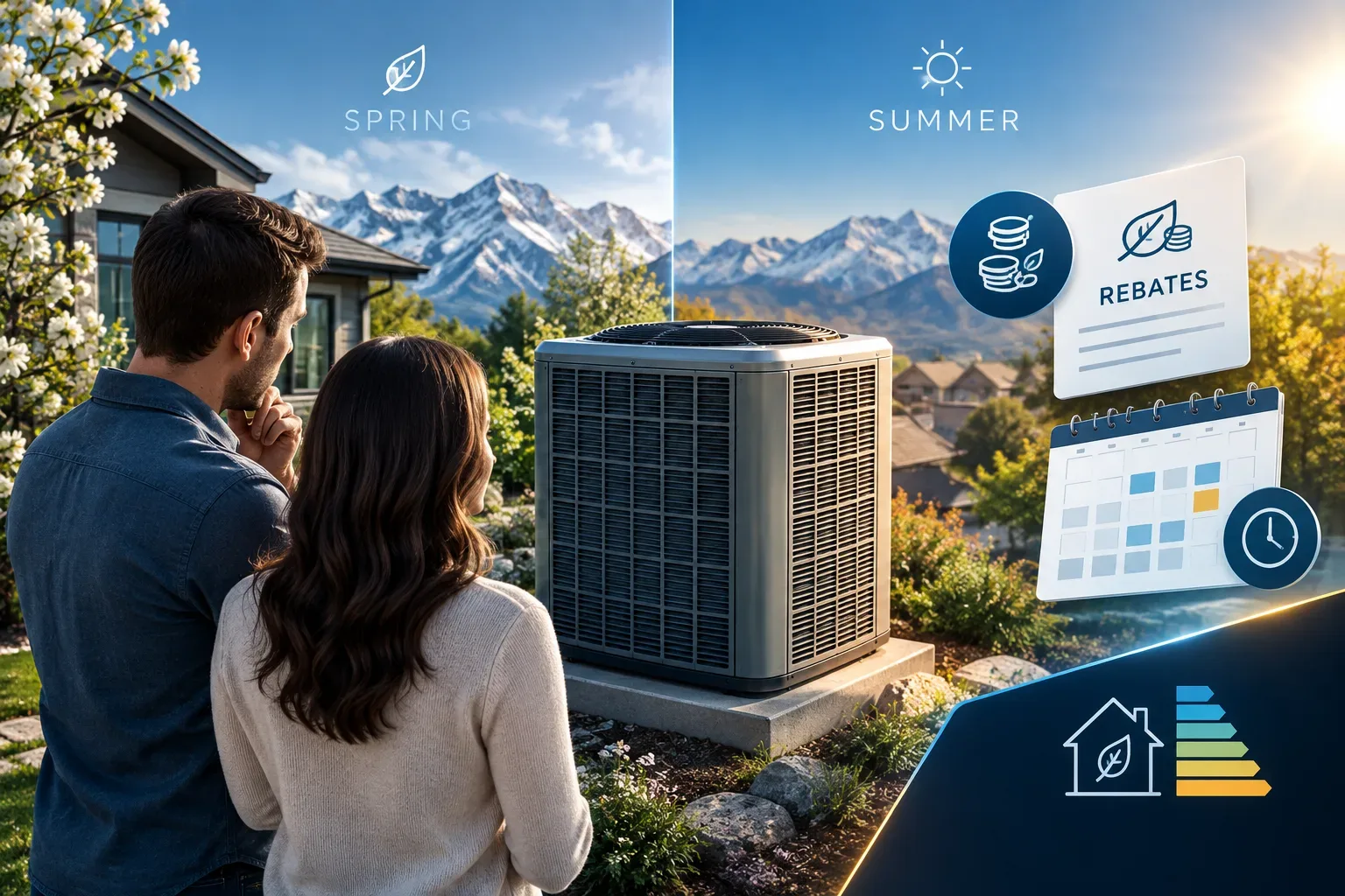 Visual comparison of seasonal A/C replacement considerations in Utah.