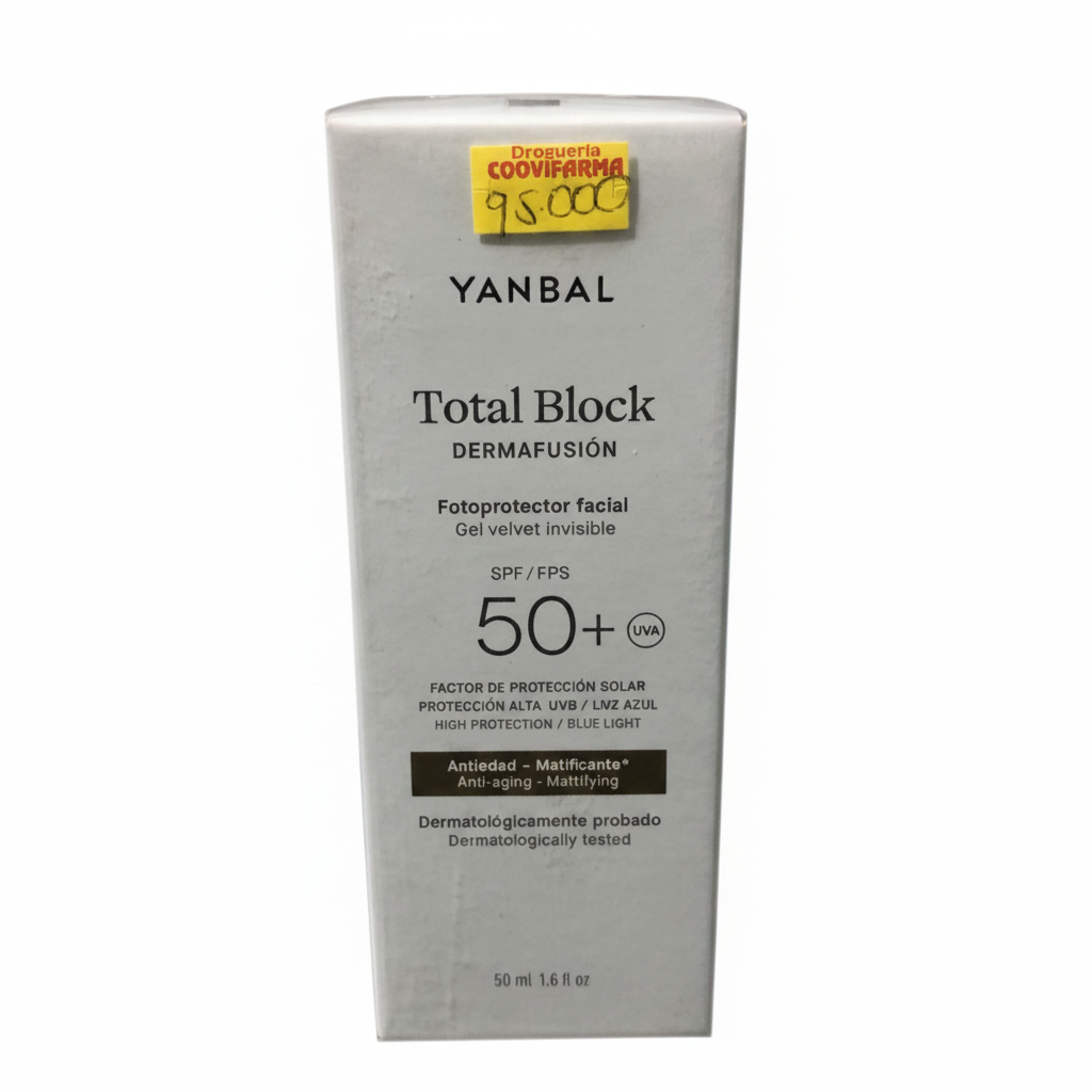 Total Block DERMAFUSIÓN Fotoprotector facial Gel velvet invisible SPF 50+ YANBAL