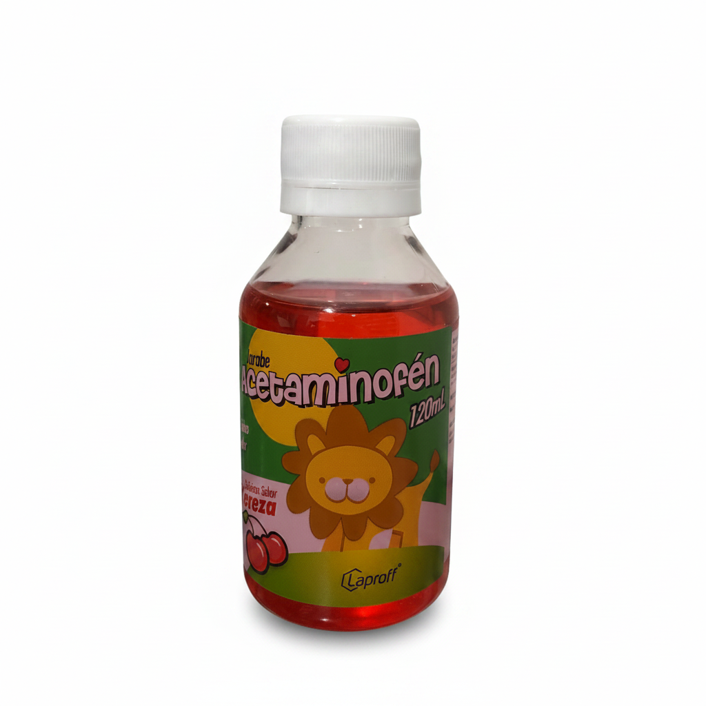 Acetaminofen Jarabe de sabor a cereza 150/5mL frasco por 120 mL