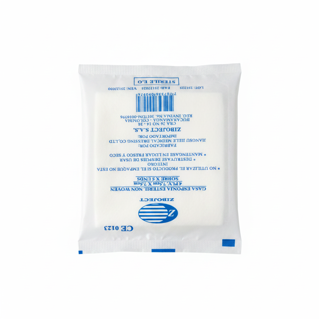 ZIBOJECT Gasa Esponja Estéril Non Woven 4 PLY, 7.5cm X 7.5cm ZIBOJECT S.A.S.