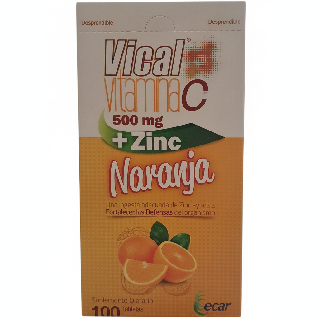 Vitamina C + Zinc Vical Naranja 500mg Ecar Laboratorios 