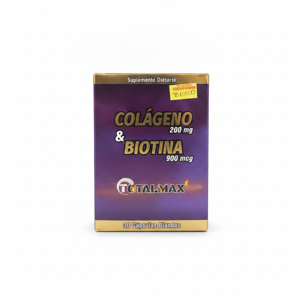 Colágeno 200 mg y biotina 900 mcg Totalmax 
