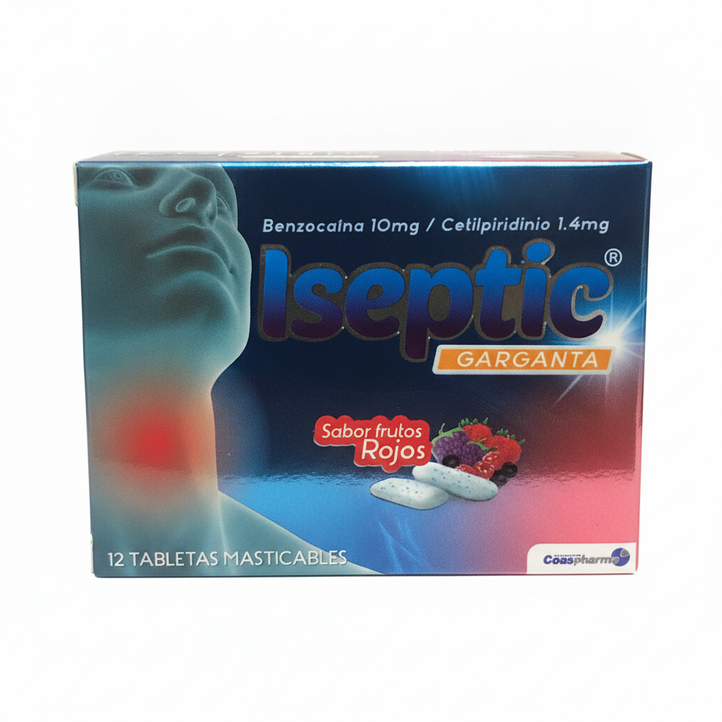 Iseptic Benzocaina Sabor Frutos Rojos 10mg / Cetilpiridinio 1.4mg Coaspharm