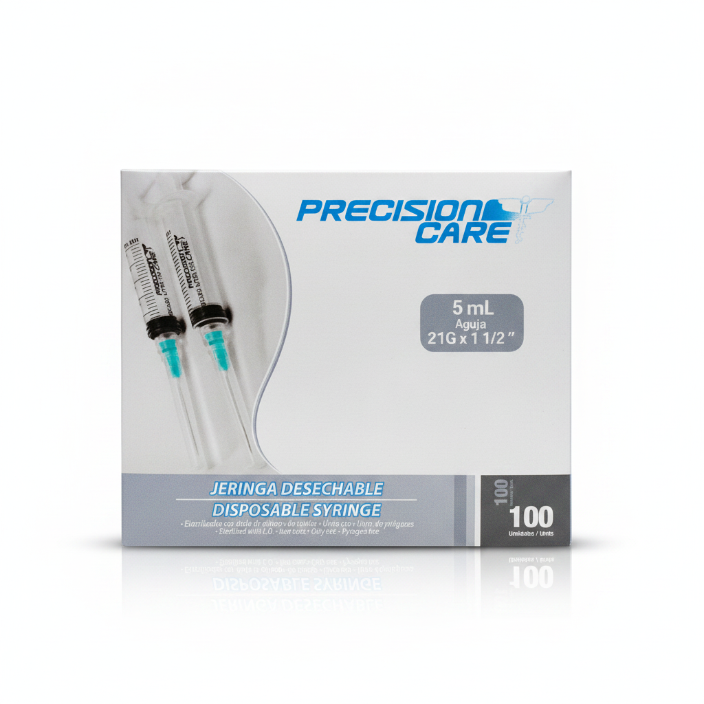 Precision Care Jeringa Desechable 5 mL Aguja 21G x 1 1/2''