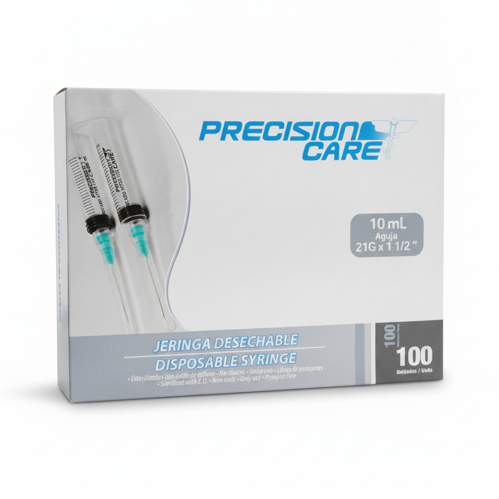 Precision Care Jeringa Desechable 10 mL con Aguja 21G x 1 1/2