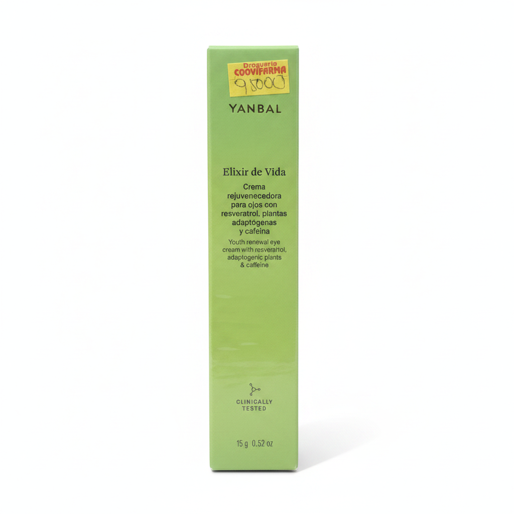 Elixir de Vida Crema rejuvenecedora para ojos con resveratrol, plantas adaptógenas y cafeína YANBAL