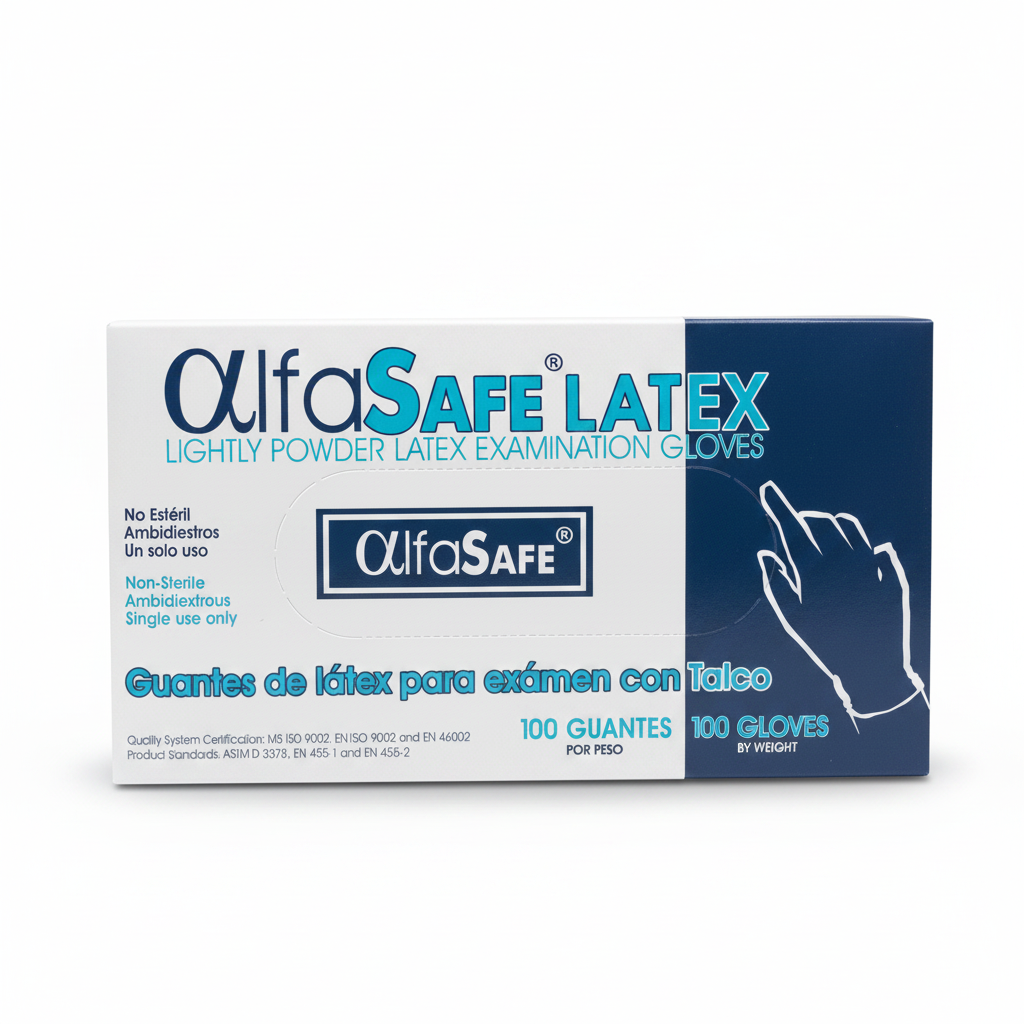 AlfaSafe LATEX Guantes de látex para exámen con Talco