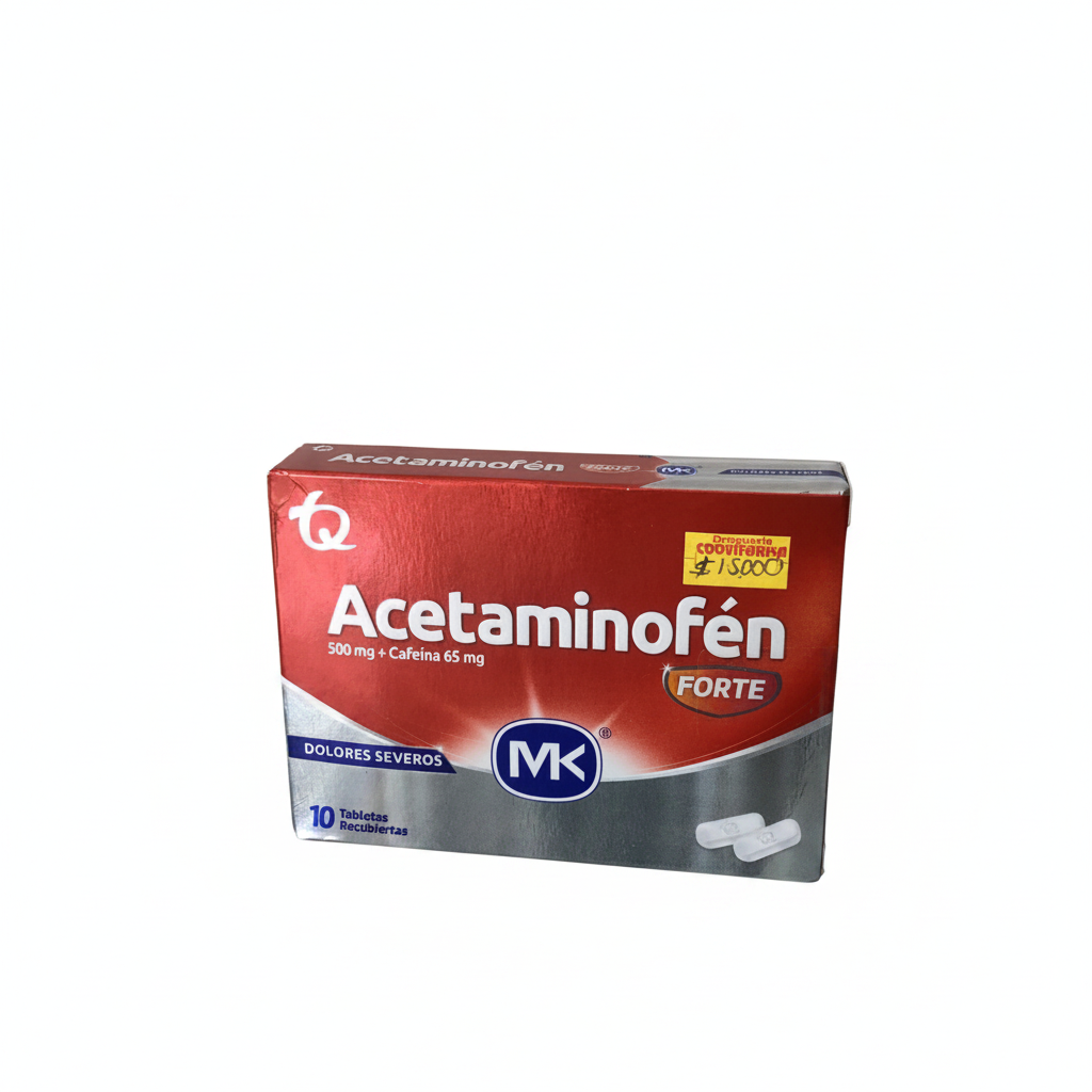 Acetaminofen forte 500 mg + cafeína 65 mg de tecnoquimicas MK 