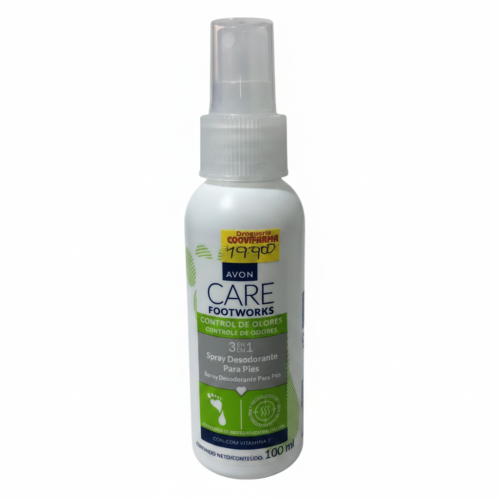 AVON CARE FOOTWORKS Control de Olores Spray Desodorante Para Pies 3 en 1 AVON