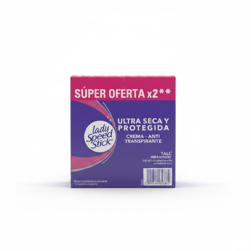 Lady Speed Stick Ultra Seca y Protegida Crema Antitranspirante Talc 48H Protección Colgate palmolive