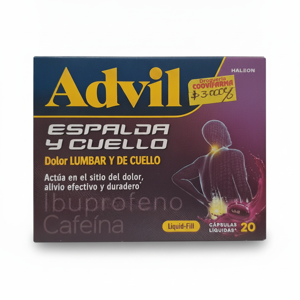 Advil Espalda y Cuello Ibuprofeno 400mg + Cafeína 65mg Haleon