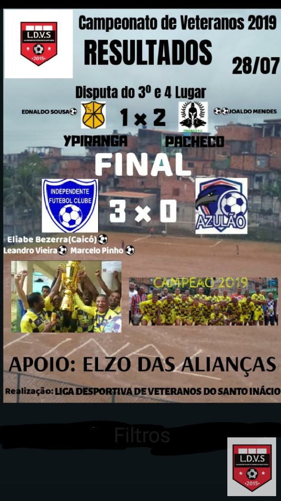 undefined - Resultados Dia (28/07)
E encerramento do Campeonato de Veteranos 2019 do Santo Inácio!
