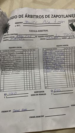 undefined - Cédula AZTECAS VS LA JOYA J1