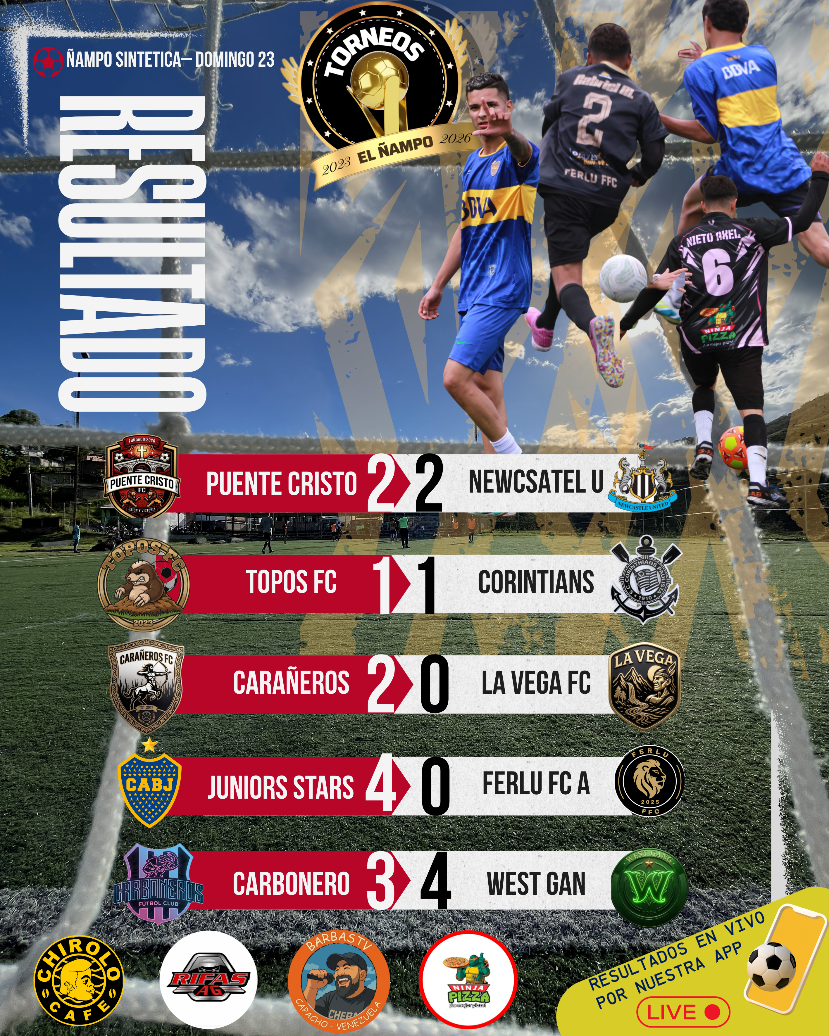 Torneo Clausura El Ñampo 2026 - Resultados de la semana