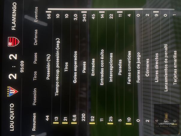 CONMEBOL Libertadores  - Datos del partido 