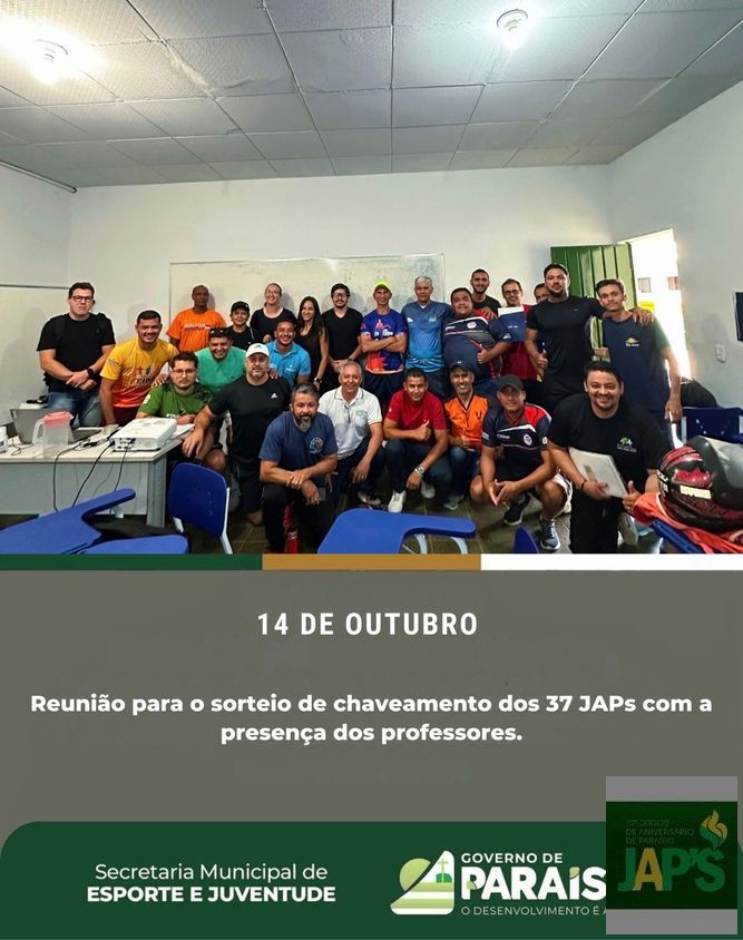 37º JAP´S  - Reunião  sorteio dos chaveamentos 