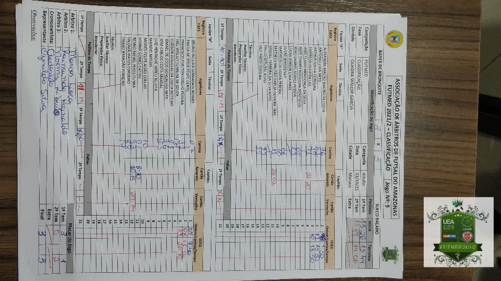 undefined - súmula do jogo