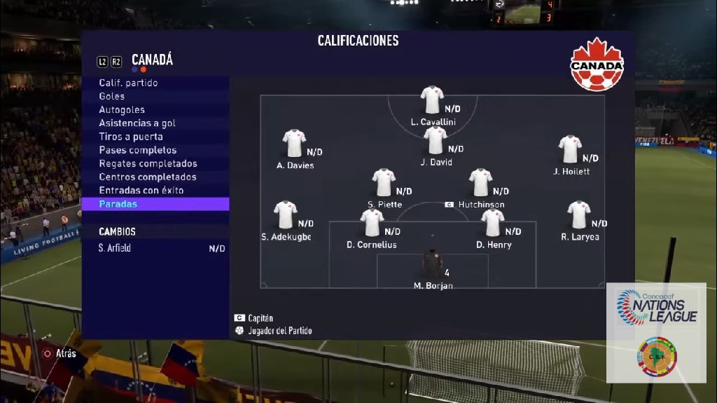 Nations League Concacaf y Conmebol🎮 - Portero (CPU)