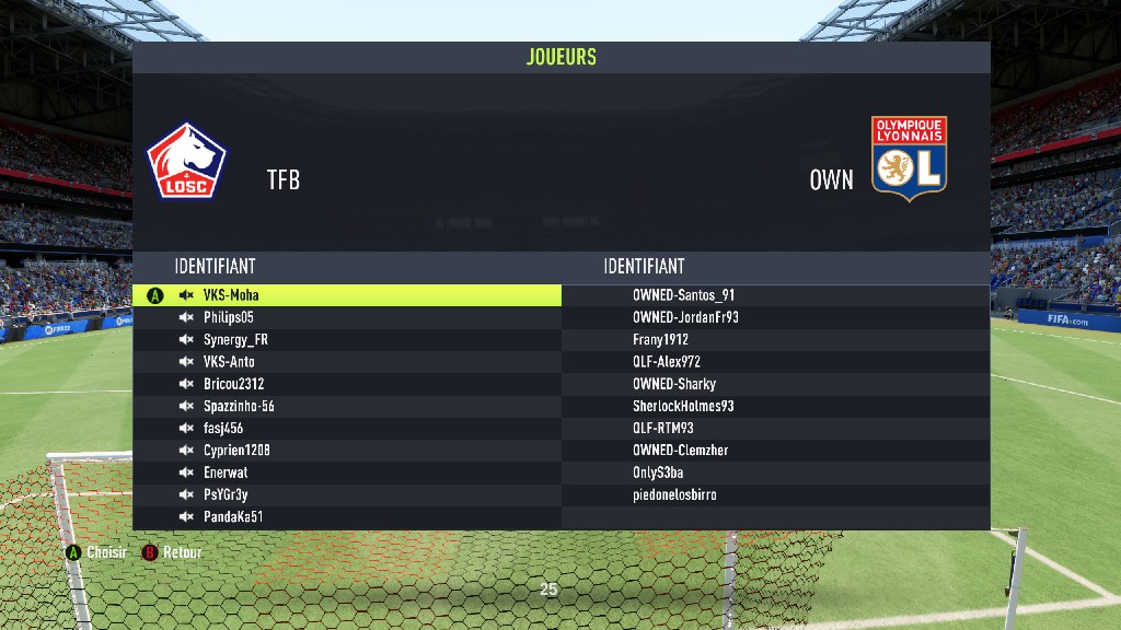 undefined - La liste des joueurs