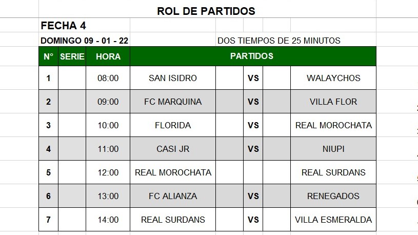 ILLATACO 2022- 2023 - Partidos validos por la 4° fecha