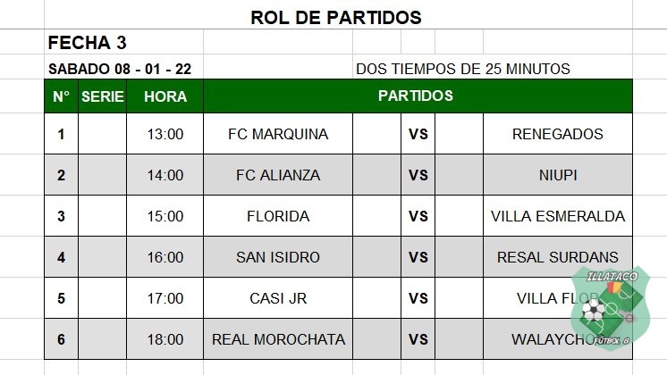 ILLATACO 2022- 2023 - Partidos validos por la 3° fecha