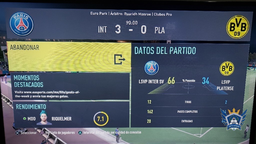 PRIMERA DIVISIÓN LSVP - partido resultado ( ida )