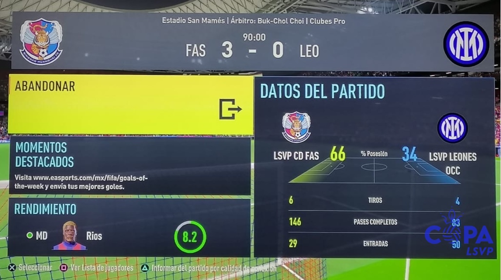 COPA LSVP  - LSVP FAS VS LSVP LEONES (resumen)