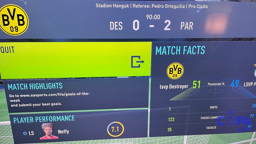 COPA LSVP  - LSVp Destroyer vs LSVp Paraiso (0-2)