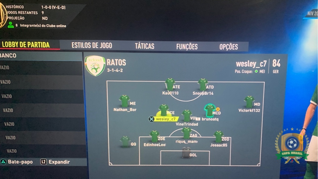 COPA BRASIL - PLAYSTATION - lobby ratos