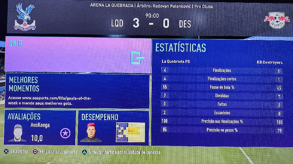 1° PRO CLUBS LEGENDS - La Quebrada FS 3 x 0 RB