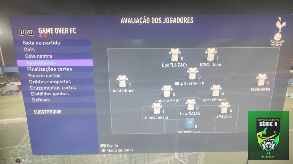BRASILEIRO SÉRIE A - assistência rodada 1 data 31/08/21