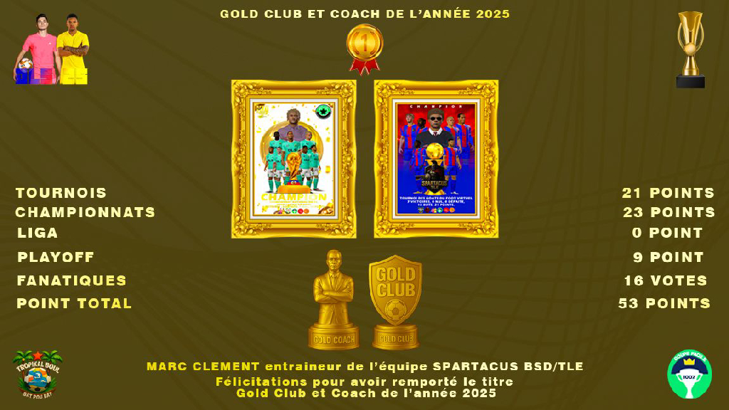 🏆 1er : SAINT-MARC DE "SPARTACUS BSD/TLE" 🏆🏆"GOLD COACH" ET "GOLD CLUB 2025"