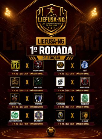 Liga Esportiva Futsal De Novo Gama  - A Emoção do Futsal Está de Volta! ⚽🔥A bola vai rolar para a 1ª Rodada da 2ª Edição da LIEFUSA-NG (Liga Esportiva Futsal de Novo Gama). Prepare-se para grandes confrontos, rivalidades à flor da pele e muita habilidade em quadra!Todas as partidas desta rodada eletrizante acontecerão no Ginásio do Lunabel. Confira a agenda e não perca nenhum lance:🗓️ Quarta-feira – 15 de JulhoOs primeiros duelos da rodada prometem agitar o meio de semana:20:30 – Guarani ✖️ Vitoria Lunabel21:10 – Sport Club ✖️ Real Goiás22:00 – Mineirinho Futsal ✖️ Juventude
🗓️ Sexta-feira – 17 de JulhoO final de semana começa com uma maratona de jogaços imperdíveis:19:30 – Juventude Recanto ✖️ Orlando City20:10 – Hooligans ✖️ SESB21:00 – ICCA F.C ✖️ Rejeitados FC21:40 – Flamengo GO ✖️ ASEES Gama22:20 – Pumas F.C. ✖️ Os Karas🏟️ Local: Ginásio do 
LunabelVenha torcer pelo seu time e prestigiar o esporte local! Qual o seu palpite para esses confrontos? 