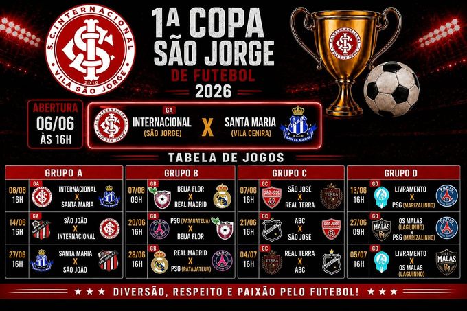 1°copa são Jorge de futebol  - tabela de jogos 