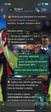 undefined - pedro renato dias (Pedroren77) 0 x 0 Guilheme Abreu (guizzz2420) Adversário não compareceu. Rodada 1