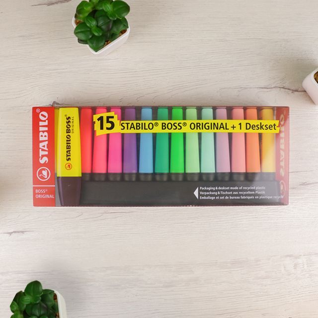 Pack 15 Subrayadores Stabilo BOSS 9 Colore Fluor + 6 Colores Pstel