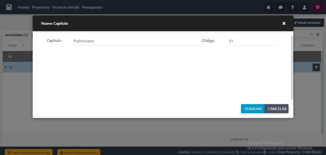 Formulario de capítulo