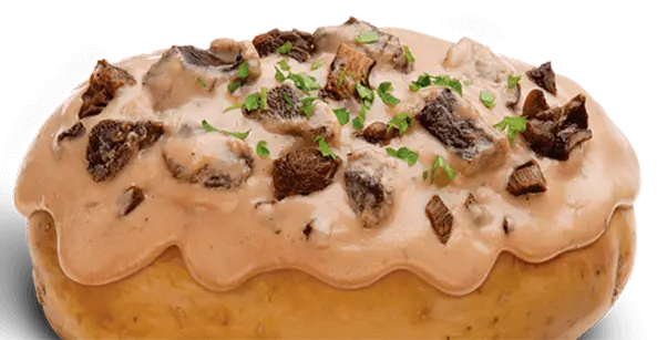 Imagem de uma batata recheada com ingredientes deliciosos