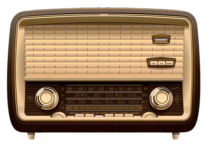 Radialista em estúdio de rádio vintage com equipamentos profissionais